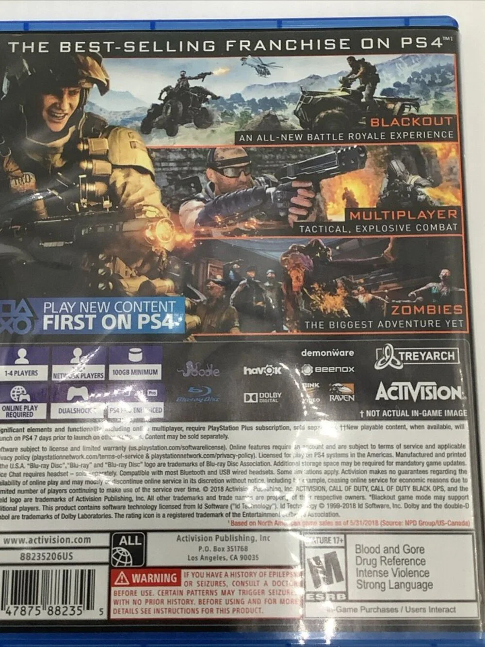 PS4 Call of Duty: Black Ops 4 Video Game - Sony PlayStation 4